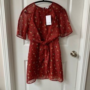 Fire,Love short sleeve floral dress. Rust color.